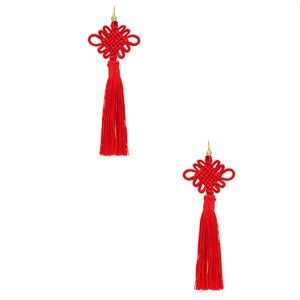Vanessa Mooney Red Tassel Earrings